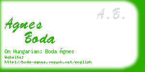 agnes boda business card